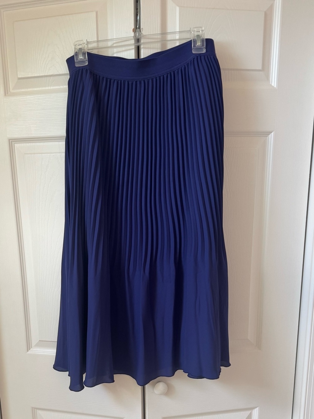 J. Crew Deep Blue Pleated Midi Skirt